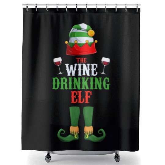 Chistmas Season The Wine Drinking Elf Shower Curtains