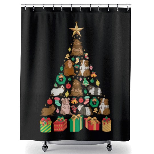 Guinea Pig Christmas Tree Shower Curtains