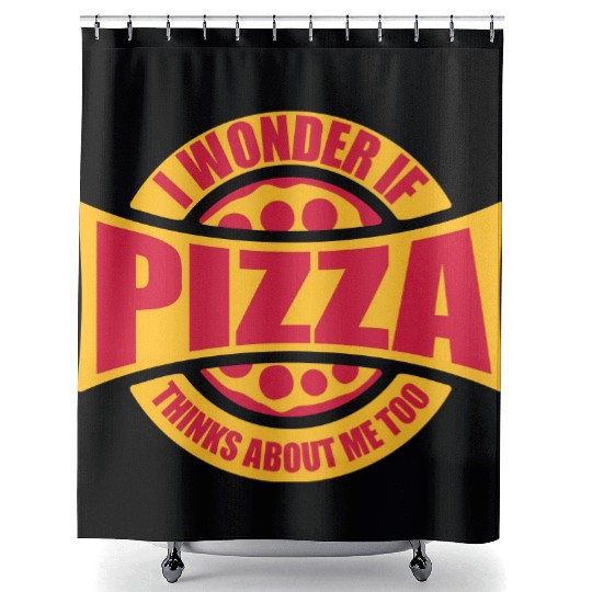 pizza thinks about me Shower Curtains