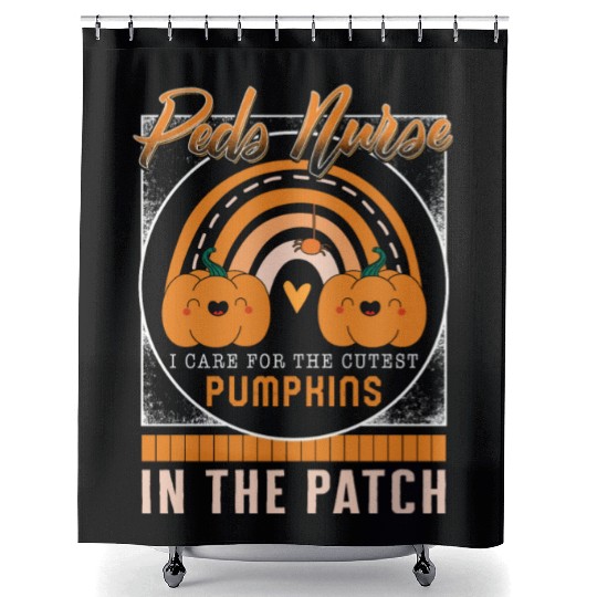 Halloween Pediatrician Shower Curtains, Peds Nurse Pumpkin