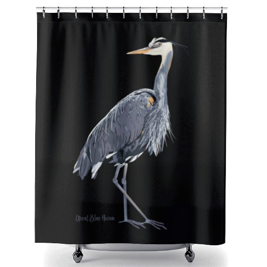 Heron Art Birder Wildlife Bird Watching Shower Curtains