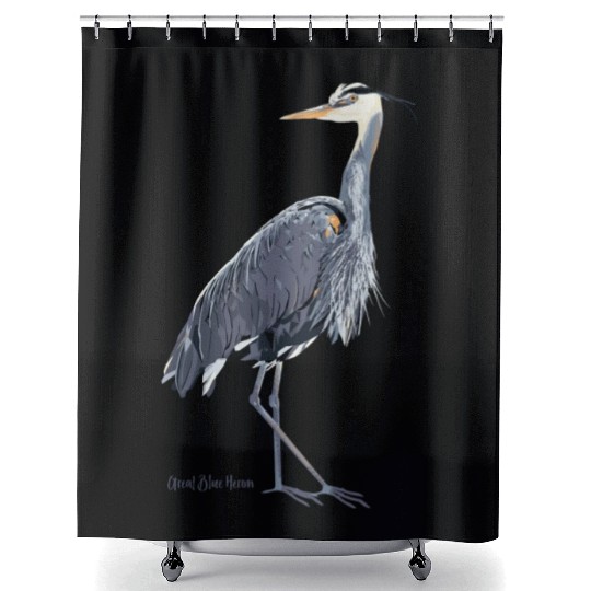 Heron Art Birder Wildlife Bird Watching Shower Curtains