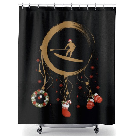 Winter dreamcatcher Christmas StandUpPaddle Shower Curtains