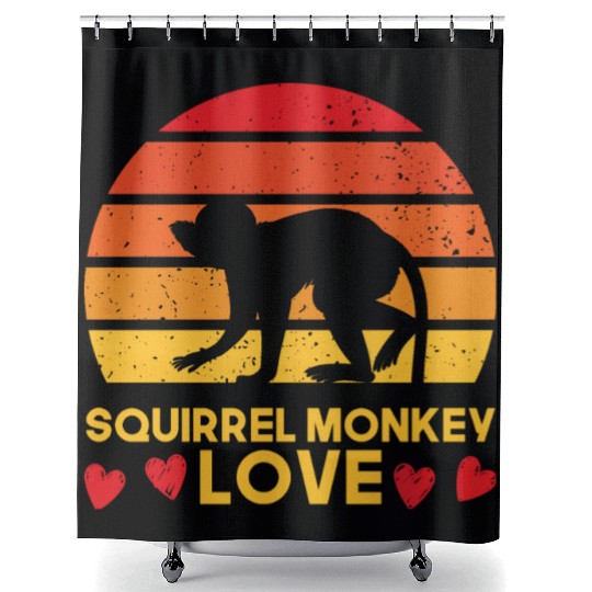 I love squirrel monkeys sunrise design Shower Curtains