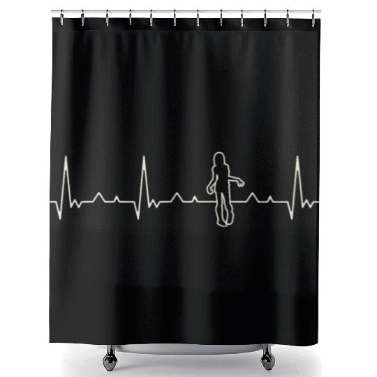 Zombie Girl Walking. Heart. Love. EKG. Pulse. Shower Curtains