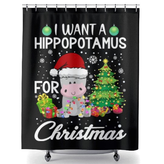 I Want A Hippopotamus For Christmas Hippo Shower Curtains