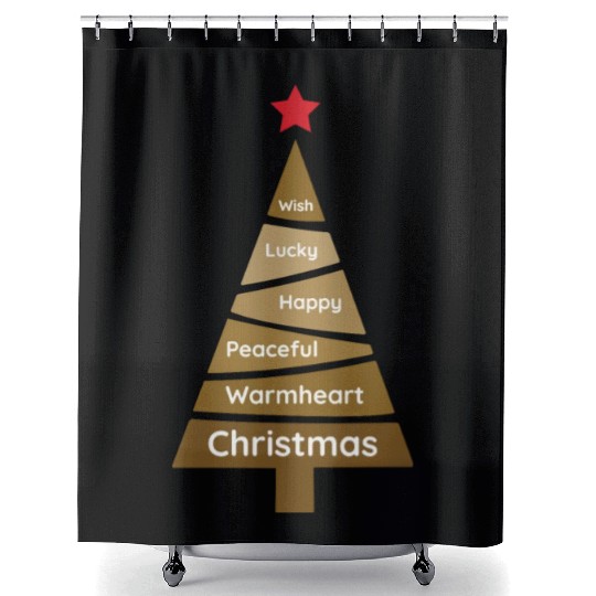 Minimalist Copper Brown Christmas Pine Shower Curtains