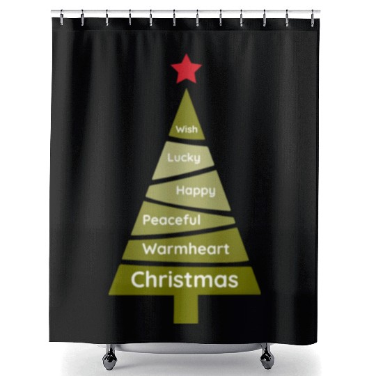 Minimalist Lime Green Christmas Pine Shower Curtains