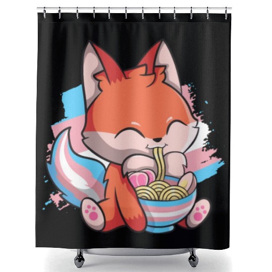 Transgender Pride Kawaii Fox Ramen Noodles Trans F Shower Curtains