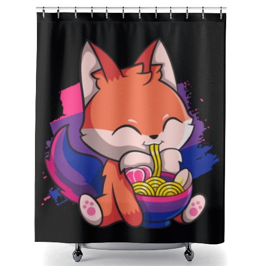 Bisexual Pride Bi Kawaii Fox Ramen Noodles Bisexua Shower Curtains