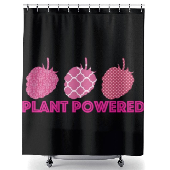 x27 Plant Powered x27 Vegan raspberry Shower Curtains