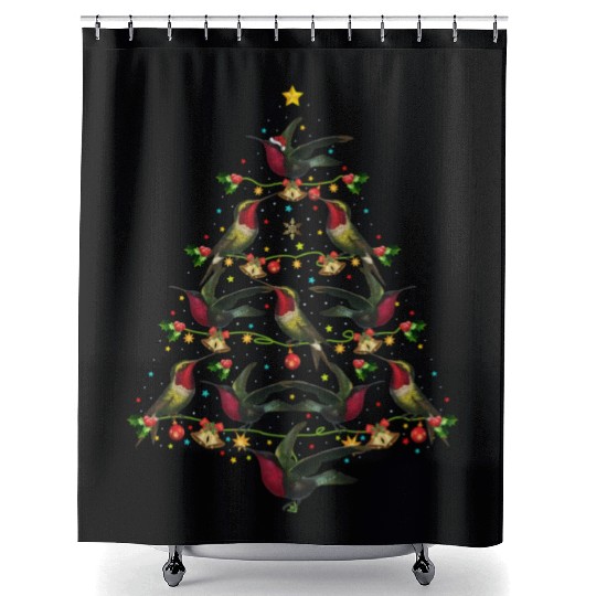 Hummingbird Lover Xmas Gift Hummingbird Christmas Shower Curtains