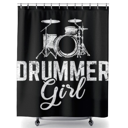 Cool Drummer Girl Rock Music Player Musician Percu Shower Curtains