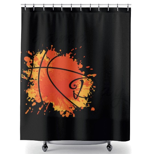 Game Day Basketball Lightning Bolt Shower Curtains