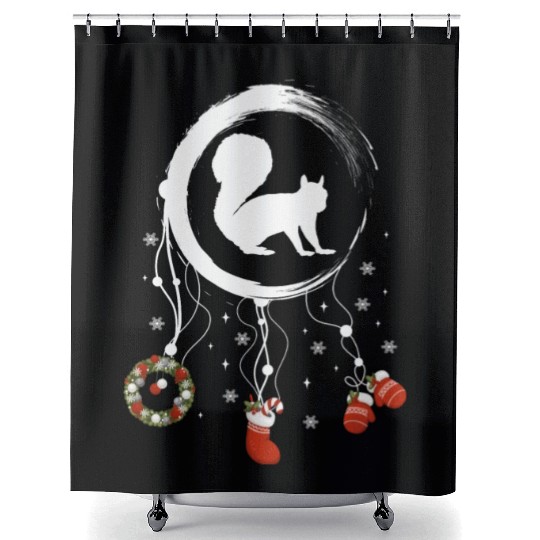 Winter dreamcatcher Christmas Squirrel Shower Curtains