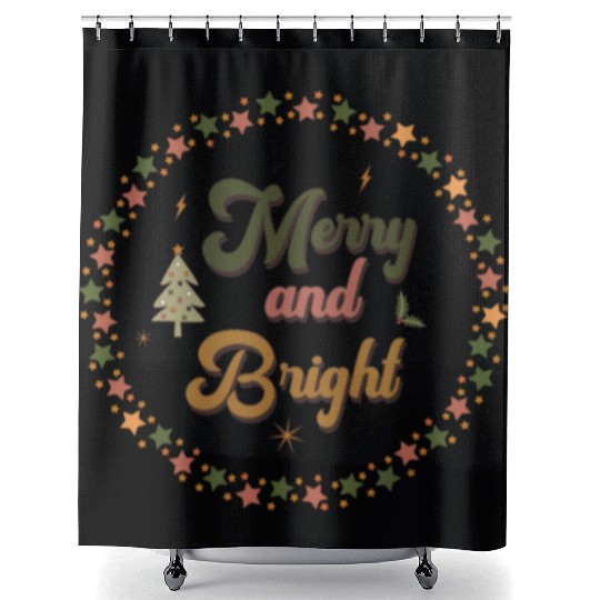 Merry And Bright Groovy Christmas Shower Curtains