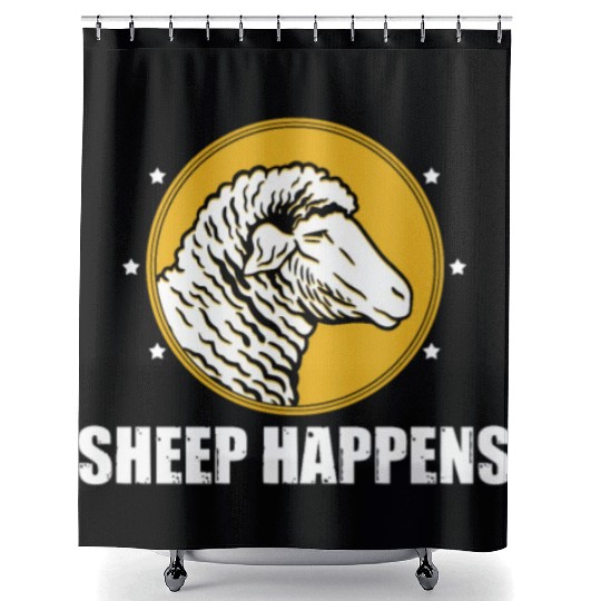 Sheep Happen's Word Game Sheep Herd Farm Shower Curtains