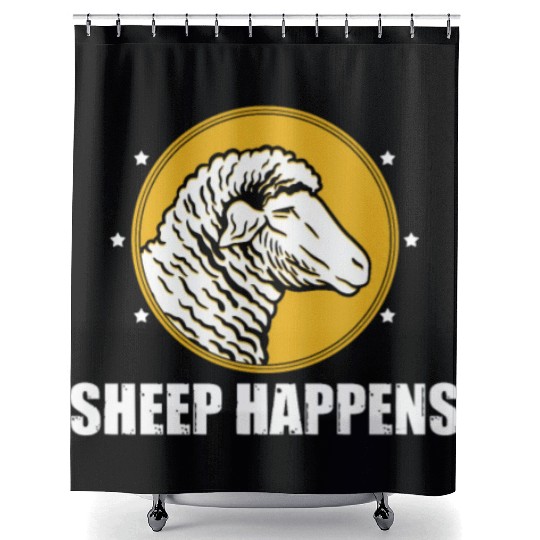 Sheep Happen's Word Game Sheep Herd Farm Shower Curtains