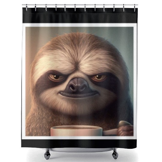 3d Sloth grumpy Coffee I hate people good morning Shower Curtains
