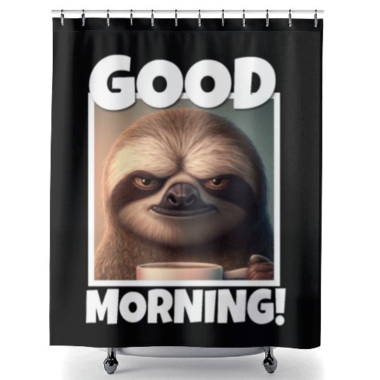 3d Sloth grumpy Coffee I hate people good morning Shower Curtains