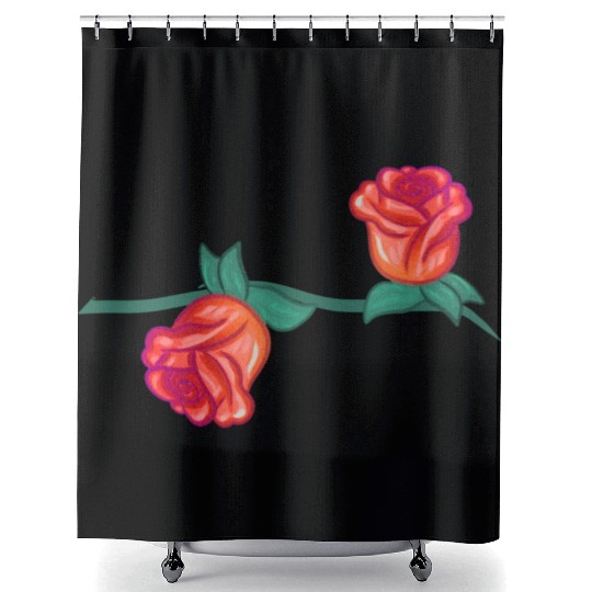 red plants line flower rose branch nature Shower Curtains