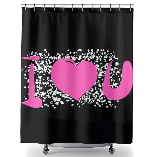 heart pattern dots i love you Shower Curtains