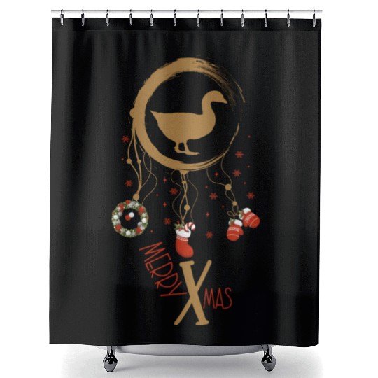 Winter dreamcatcher Christmas Duck Shower Curtains