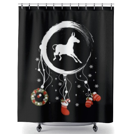 Winter dreamcatcher Christmas Donkey Shower Curtains