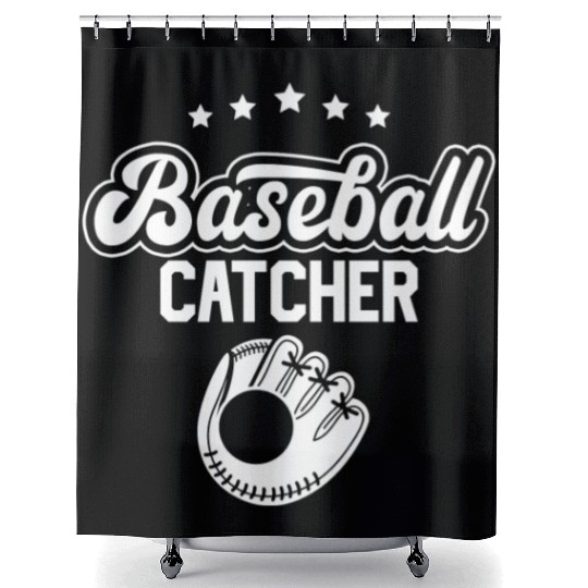 Baseball Catcher Sayings Player Hobby Shower Curtains