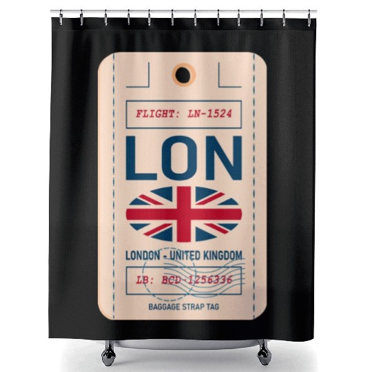 LONDON (LON) Airline Luggage tag United Kingdom Shower Curtains