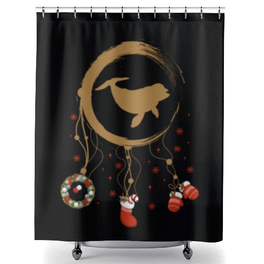 Winter dreamcatcher Christmas Dolphin Shower Curtains