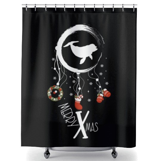 Winter dreamcatcher Christmas Dolphin Shower Curtains