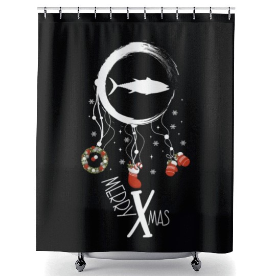 Winter dreamcatcher Christmas Tuna Shower Curtains