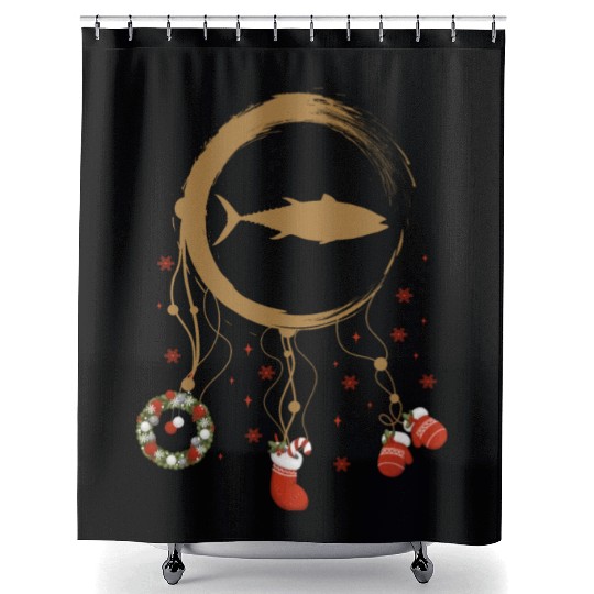 Winter dreamcatcher Christmas Tuna Shower Curtains