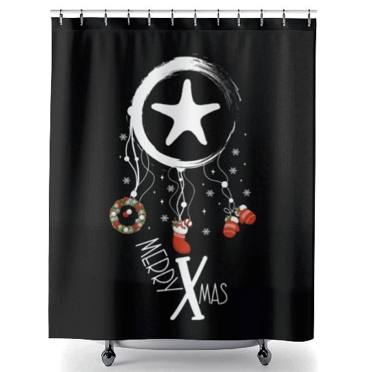 Winter dreamcatcher Christmas Starfish Shower Curtains