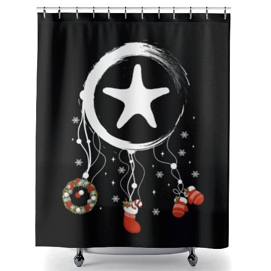 Winter dreamcatcher Christmas Starfish Shower Curtains