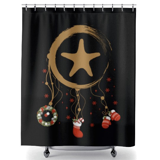 Winter dreamcatcher Christmas Starfish Shower Curtains