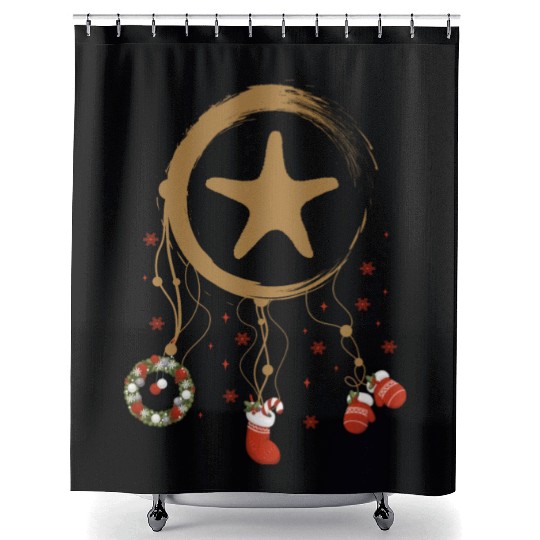 Winter dreamcatcher Christmas Starfish Shower Curtains
