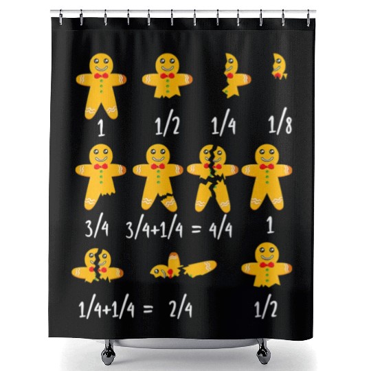 Math Christmas Shower Curtains Teachers, Fractions Gingerbre