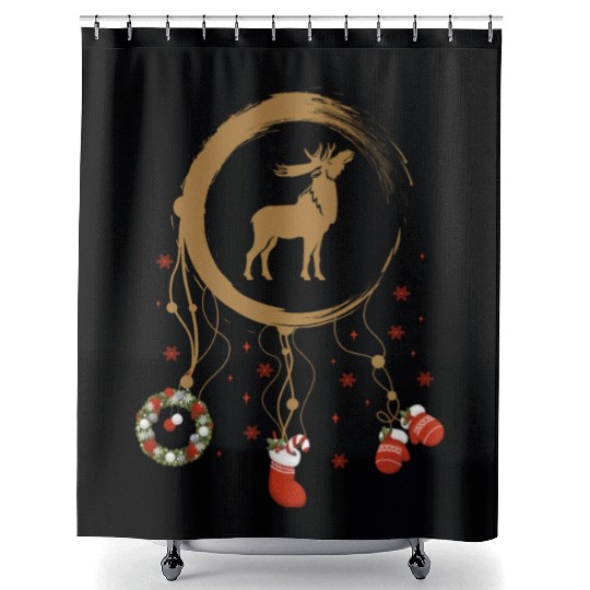 Winter dreamcatcher Christmas Moose Shower Curtains