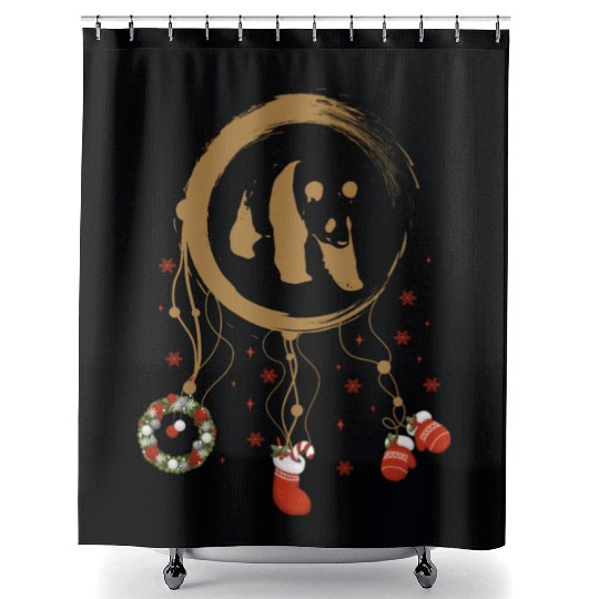 Winter dreamcatcher Christmas Panda Shower Curtains