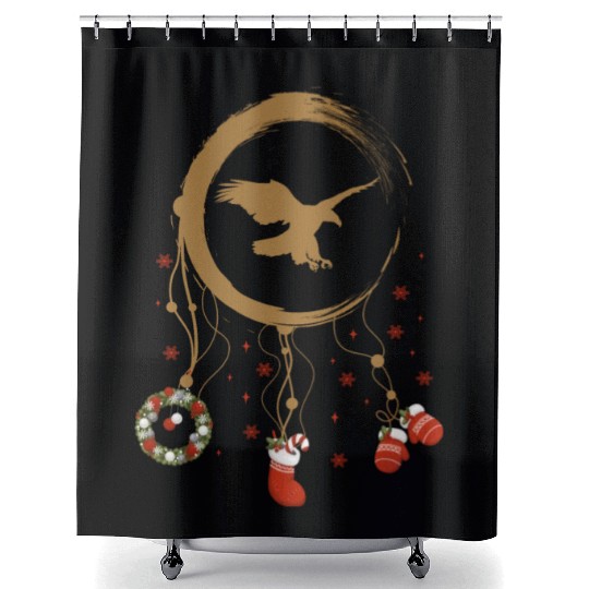 Winter dreamcatcher Christmas Eagle Shower Curtains