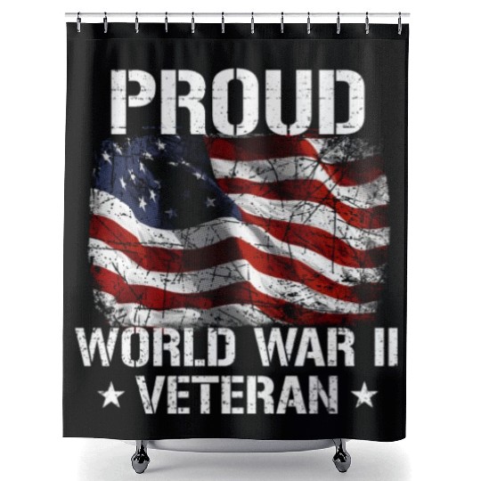 World War 2 Veteran Military Veteran USA Flag Shower Curtains