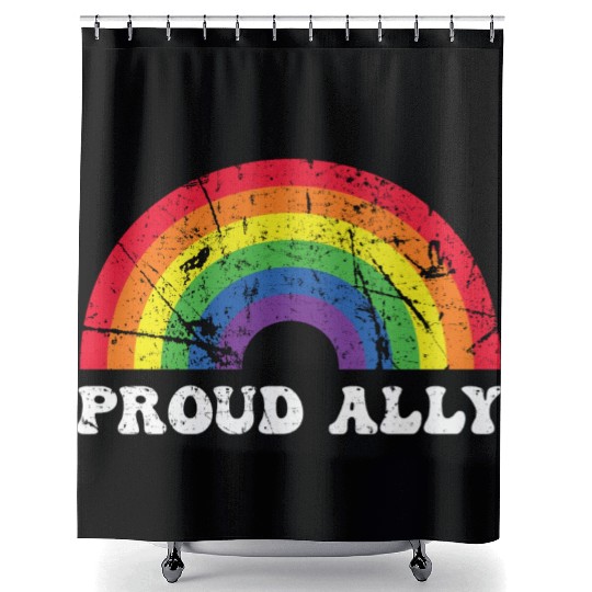 Proud Ally Lgbt Ally Rainbow Pride Month Gay Shower Curtains