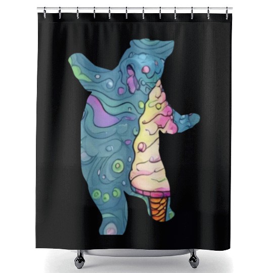 ice cream bear Shower Curtains