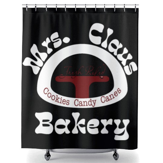 Christmas Shower Curtains, Mrs. Claus Bakery Shower Curtains,