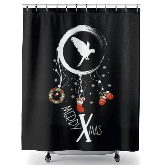 Winter dreamcatcher Christmas Parrot Shower Curtains