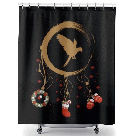 Winter dreamcatcher Christmas Parrot Shower Curtains