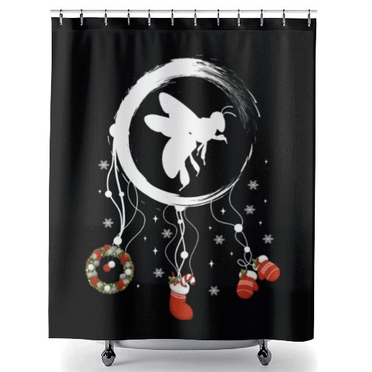 Winter dreamcatcher Christmas Bee Shower Curtains