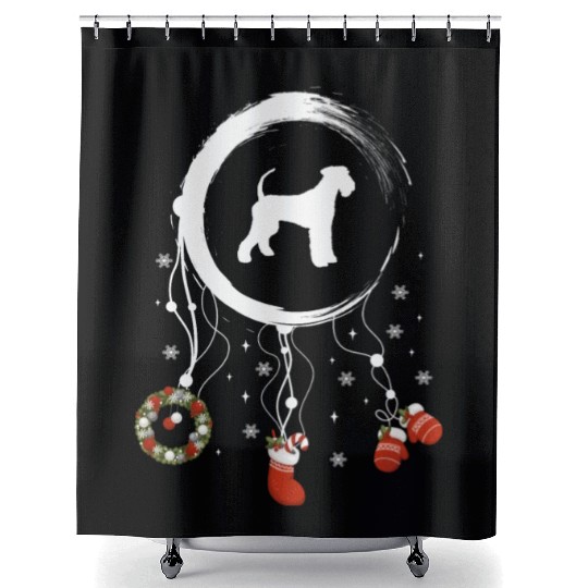 dog dreamcatcher Christmas Airedale Terrier Shower Curtains